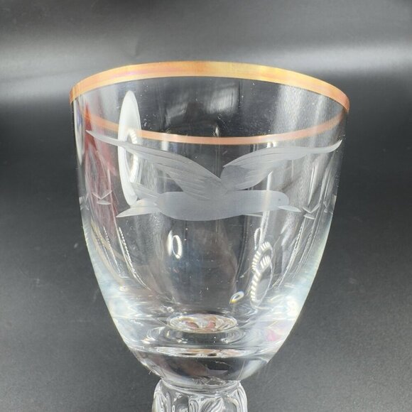 Lyngby Glassworks Lyngby Seagull Porter Glass Etched Birds Cups Glasses Set2 VTG - Picture 9 of 14